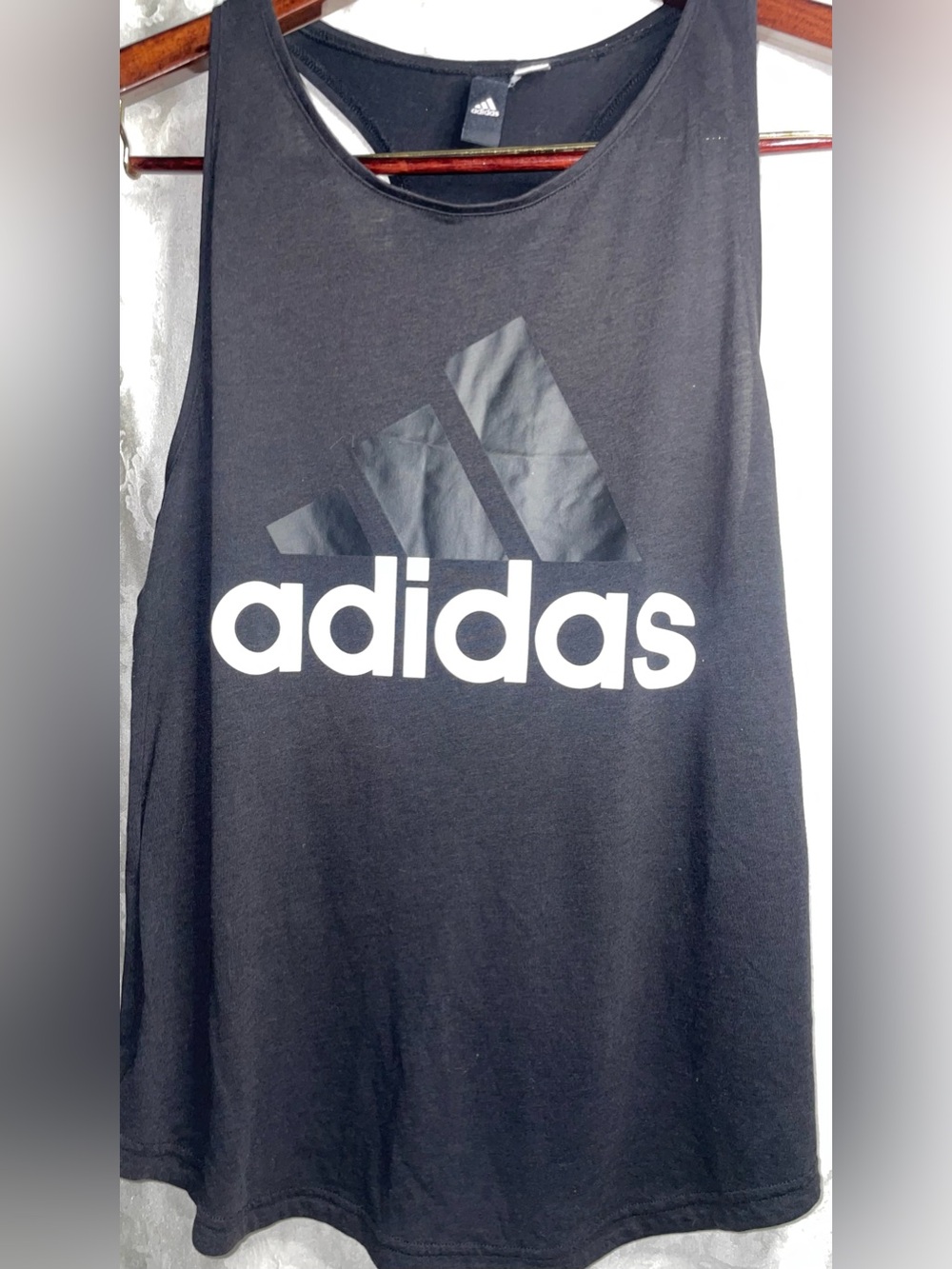 Adidas Black Tank with White Logo Size-Large